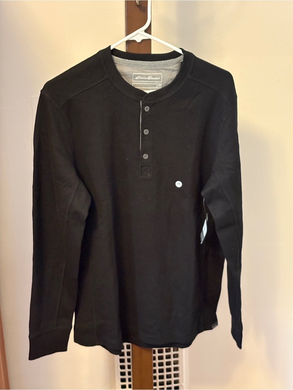 NWT Set of two Eddie Bauer Thermal Henley Shirts, Black and Gray M